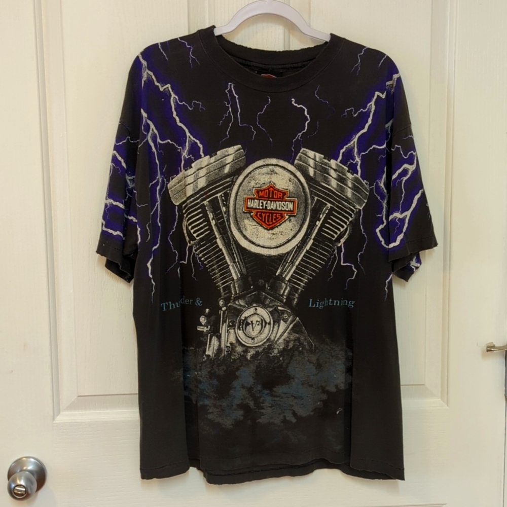 Vintage Harley Davidson Thunder and Lightening Shirt